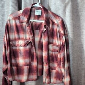 Abercrombie & Fitch Women's Red and White Plaid Shirt